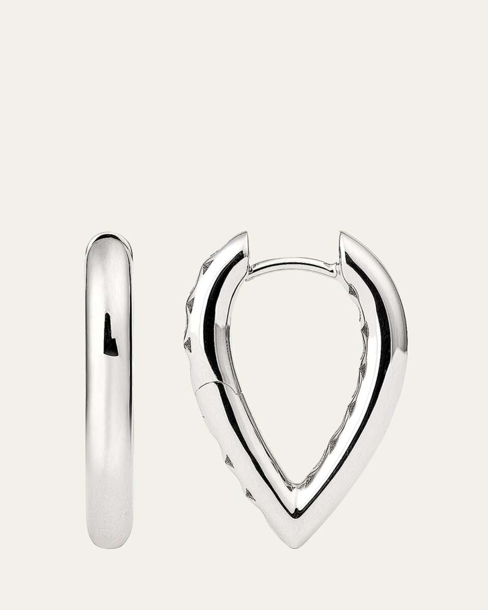 18k White Gold Drop Link Earrings, 21 mm